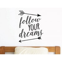 FOLLOW YOUR DREAMS Arrows Words Lettering Vinyl Wall Decal Quote Sticker Room   272073325464
